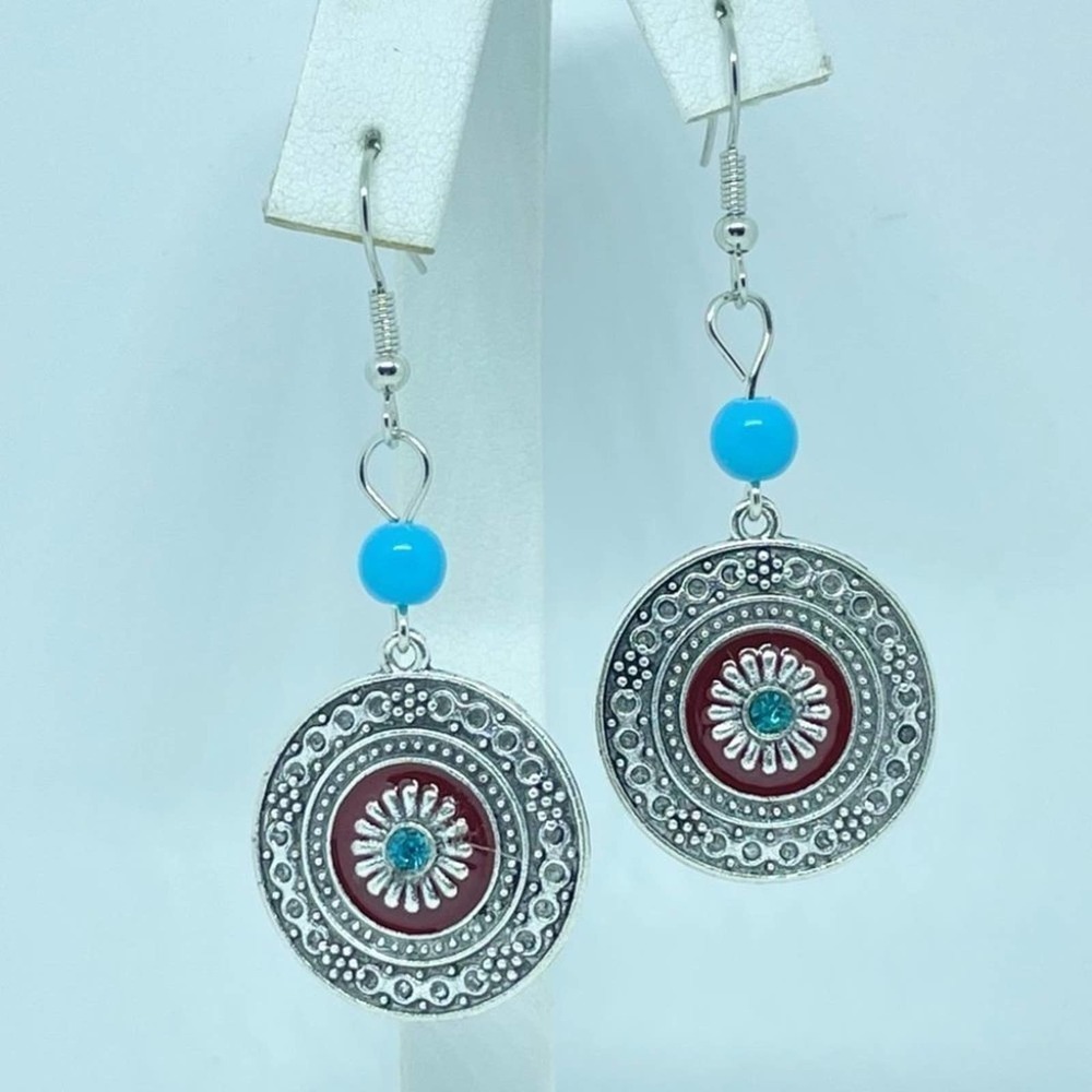 Dangle Earrings with Enamel Detail